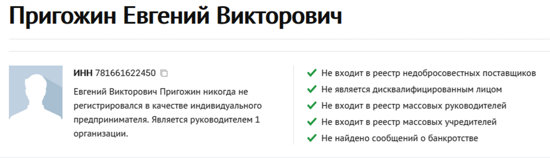 Данные ЕГРЮЛСкриншот checko.ru